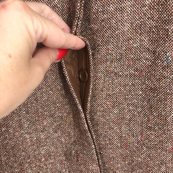 VINTAGE PAT HILTON Tweed Suit Jacket Blazer Brown Puff Embroidered Size 7/8 - Picture 6 of 13